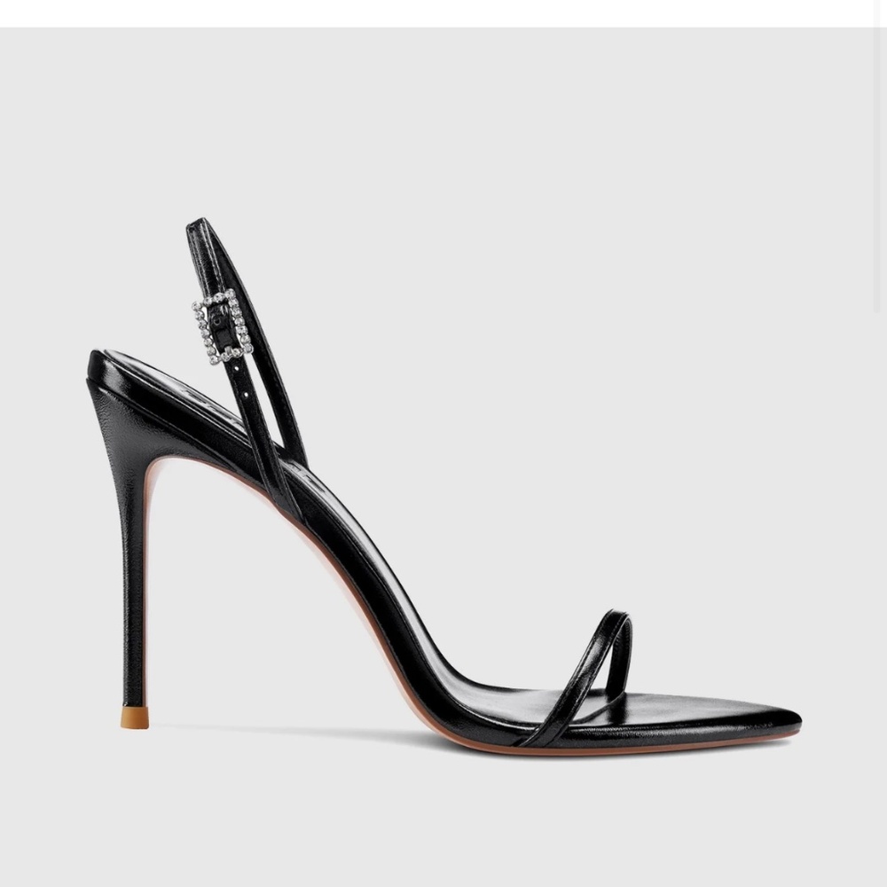 Black Strappy Stiletto Heel Sandals